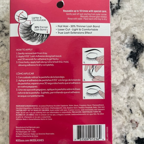 NIB Kiss Luxtensions Collection Lashes Super Slim Band Lgt. Weight 4 Pair w/Glue - Picture 3 of 4